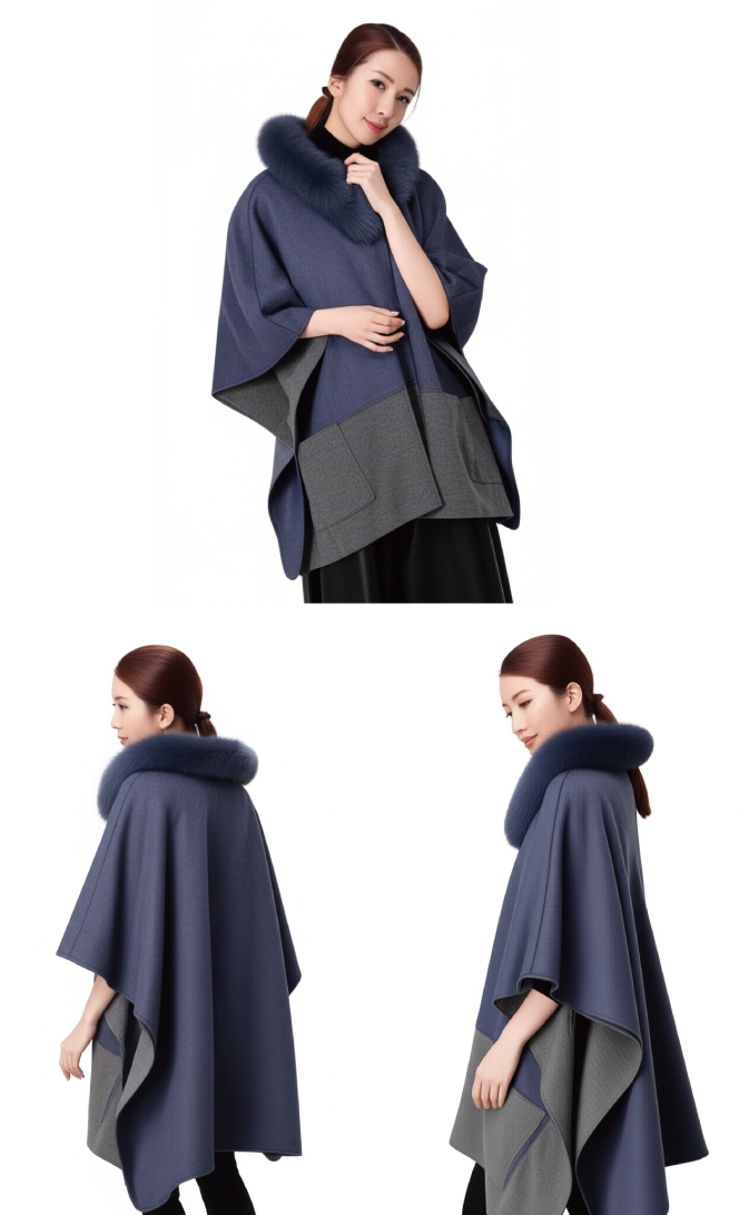 カシミヤ×ウールケープ