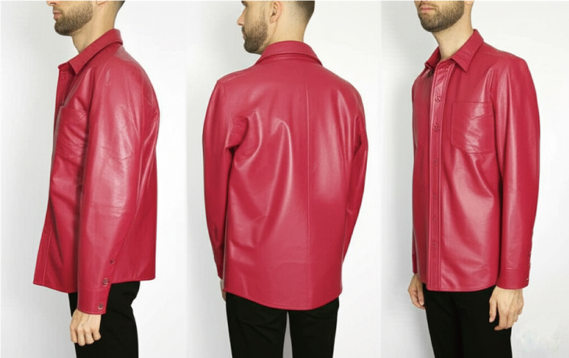 ユニセックスラムシャツ　ワインレッド