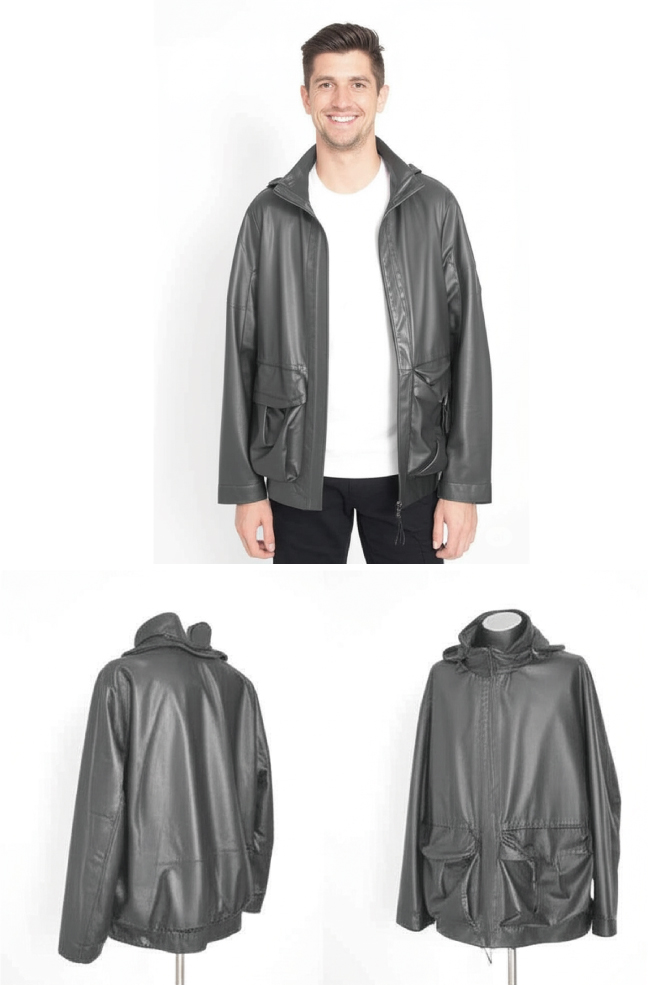 ユニセックス　ラムフードジャケット