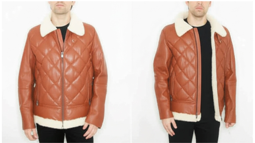 メンズレザーダウンジャケット　キャメル